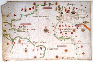 波图兰大西洋、地中海和黑海海图，约 1535 年（牛皮纸，纸质） 作者 佩德罗·雷纳尔（Pedro Reinel）