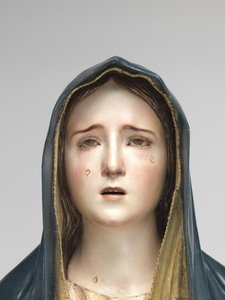 悲伤的处女Mater Dolorosa（多色木材，玻璃和动物毛）
