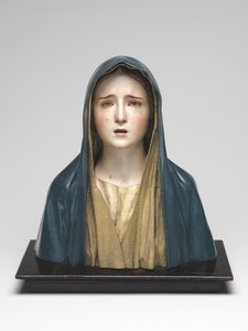 悲伤的处女Mater Dolorosa（多色木材，玻璃和动物毛）