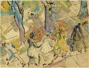 贾维斯街人行道，c.1936（纸本水彩、水粉和油画）