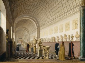 皇家宫殿的内部画廊在皇家宫殿，斯德哥尔摩，1796年 作者 佩尔·希勒斯特罗姆（PehrHilleström）