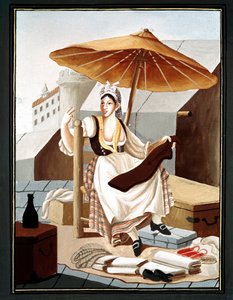Pepetite metier 那不勒斯人：布料和亚麻布的旅行卖家--（古老的行业：窗帘和亚麻布卖家） 佩利西亚 19 世纪绘画 那不勒斯圣马蒂诺国家博物馆 作者 佩利恰