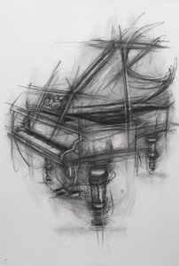 Grand Piano, 2005 (charcoal on paper)