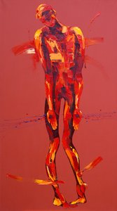 Simon Carries the Cross of Jesus - Station 5 (oil on canvas) 作者 潘妮·沃登（Penny Warden）
