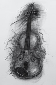 Violin, 2005 (charcoal on paper)