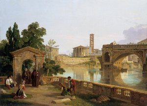 台伯河与维斯塔神庙》，1828年
