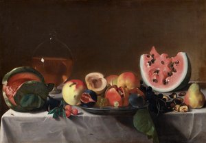 静物与水果和酒杯 作者 Pensionante del Saraceni