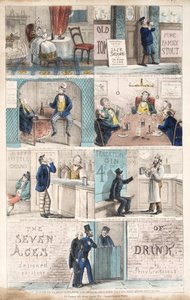 饮酒的七个时代，pub.c。 1872（手工彩色雕刻）