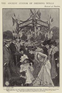 古老的修井习俗在德比郡的巴克斯顿复兴（石版画）
