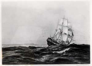 1900年的Endeavour at Sea，由Lowy雕刻而成
