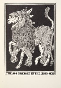 屁股穿着狮子皮，来自Fontaine Fables，酒吧。 1905年