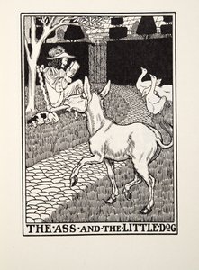 屁股和小狗，来自Fontaine Fables，酒吧。 1905年