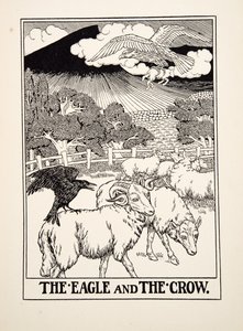 The Eagle and the Crow，来自A Andred寓言的Aesop，pub.1903