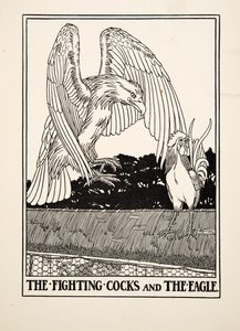 战斗公鸡和鹰，来自阿索普的一百个寓言，pub.1903