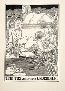 狐狸和鳄鱼，来自A Hundred Fables of Aesop，pub.1903