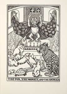 来自Fontaine Fables酒吧的狐狸，猴子和动物。 1905年
