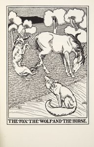 来自Fontaine Fables酒吧的狐狸，狼和马。 1905年 作者 Percy J. Billingshurst