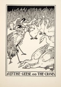 鹅和起重机，来自阿索普的一百个寓言，pub.1903 作者 Percy J. Billingshurst