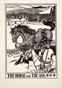 马和驴子，来自阿索普的一百个寓言，pub.1903