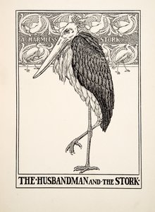农夫和鹳，来自Aesndred寓言的伊索，pub.1903
