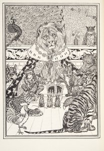 狮子和他的同事，Frontispiece，来自Fontaine Fables，酒吧。 1905年