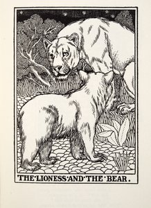 The Lionness and the Bear，来自Fontaine Fables，酒吧。 1905年