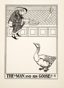 男人和他的鹅，出自《伊索的一百个寓言》，1903年出版（雕刻）。 作者 珀西·比林斯赫斯特（Percy J.