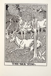 The Sick Stag，来自Fontaine Fables，酒吧。 1905年 作者 Percy J. Billingshurst