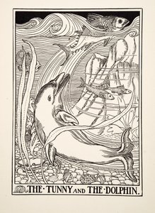The Tunny and the Dolphin，来自A Hundred Fables of Aesop，pub.1903