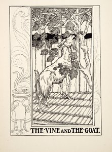 The Vine and the Goat，来自A Andred寓言的Aesop，pub.1903 作者 Percy J. Billingshurst