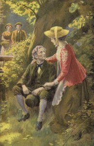 乔治·艾略特 (George Eliot) 为塞拉斯·马纳 (Silas Marner) 绘制的插图（彩色平版印刷） 作者 珀西·塔兰特