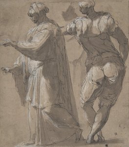 两个站立的男性形象，1501-47。 作者 佩里诺·德尔·瓦加（Perino del Vaga）