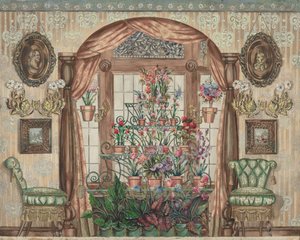 有花的温室窗户，1935-1942。