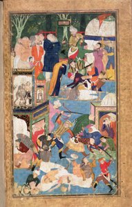 Add 22703 fol.52v 1387 年伊斯法罕被攻陷，展示了帖木儿军队的抢劫、掠夺和谋杀。 作者 波斯学校