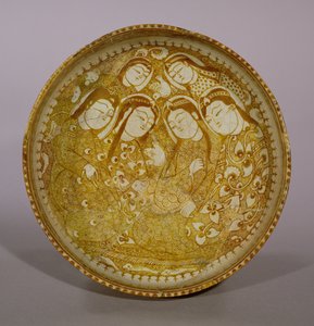 碗，来自伊朗卡尚，塞尔柱时期，公元1211年至12年（石膏在釉上有光泽） 作者 波斯学校