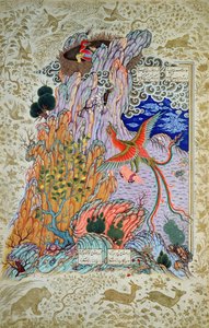 CBL Per 277.12 Zal被神话般的Simurgh从16世纪后期的Shahnama副本中救出（水粉画和纸上的wc） 作者 波斯学校