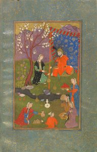 来自伊朗Jamshid u Khurshid的Folio，Safavid时期，c.1600（不透明的水彩，墨水和纸上的金色） 作者 Persian School