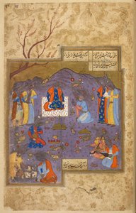 I.O. ISLAMIC 1129，f.29 Fete champetre，摘自尼扎米的 Khulasa i Khamsa 手稿 作者 Persian School