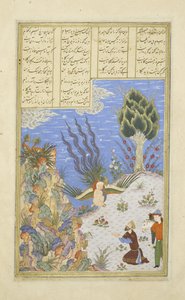 波斯语239第16章Simurgh将Z？l恢复为S？m，来自Shahnama（国王书）的插图，Abul-Qasim Mansur Firdawsi（c.934-c.1020），1444 作者 波斯学校