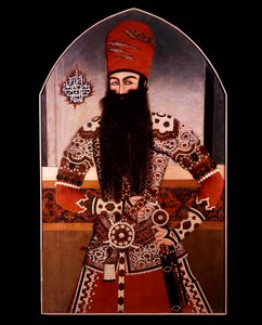 波斯艺术：《穆罕默德·阿里·沙阿·卡扎尔（Mohammad Ali Shah Qajar）》（1872-1925）匿名绘画。 19世纪私人收藏 作者 波斯学校
