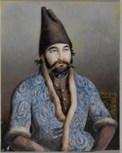 贵族或皇室人物的肖像，可能是Muhammad Shah Qajar（象牙或贝壳上的墨水和不透明的wc）