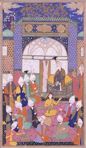 莎阿·伊斯玛依（Shah Isma“ il）加入大不里士后成为第一位私人观众，c.1590-1600 作者 Persian School