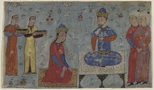 Sam之前的Sindukht（纸上不透明的水彩，墨水和金色） 作者 波斯学校