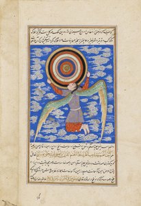 天使Ruh持有天球，来自Qazwini的Ajaib al-Makhluqat（创造奇迹）的插图，1550-1600