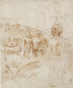 佩鲁贾市的景色，前景是忏悔的圣杰罗姆，1500-1504年 作者 佩鲁吉诺