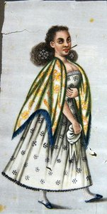 拿着雪糕的女士，约1820年（纸上水彩）。 作者 秘鲁学校