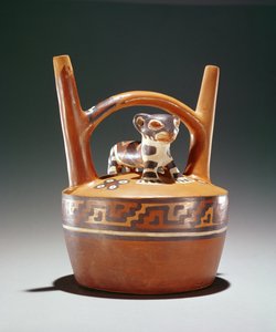 陶瓷马镫锅与美洲虎，纳斯卡文化（陶瓷） 作者 秘鲁学校