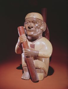 坐着一条腿的男子，Mochica文化（陶器） 作者 秘鲁学校