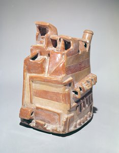形状为结构的船只，Mochica（陶瓷） 作者 秘鲁学校