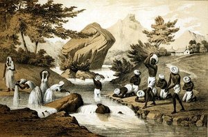 毛里求斯的印度教服装，由詹姆斯-奎恩（1824-1877）雕刻，由彼得-S-杜瓦尔出版（石印）。 作者 彼得·伯恩哈德·威廉（后）海涅